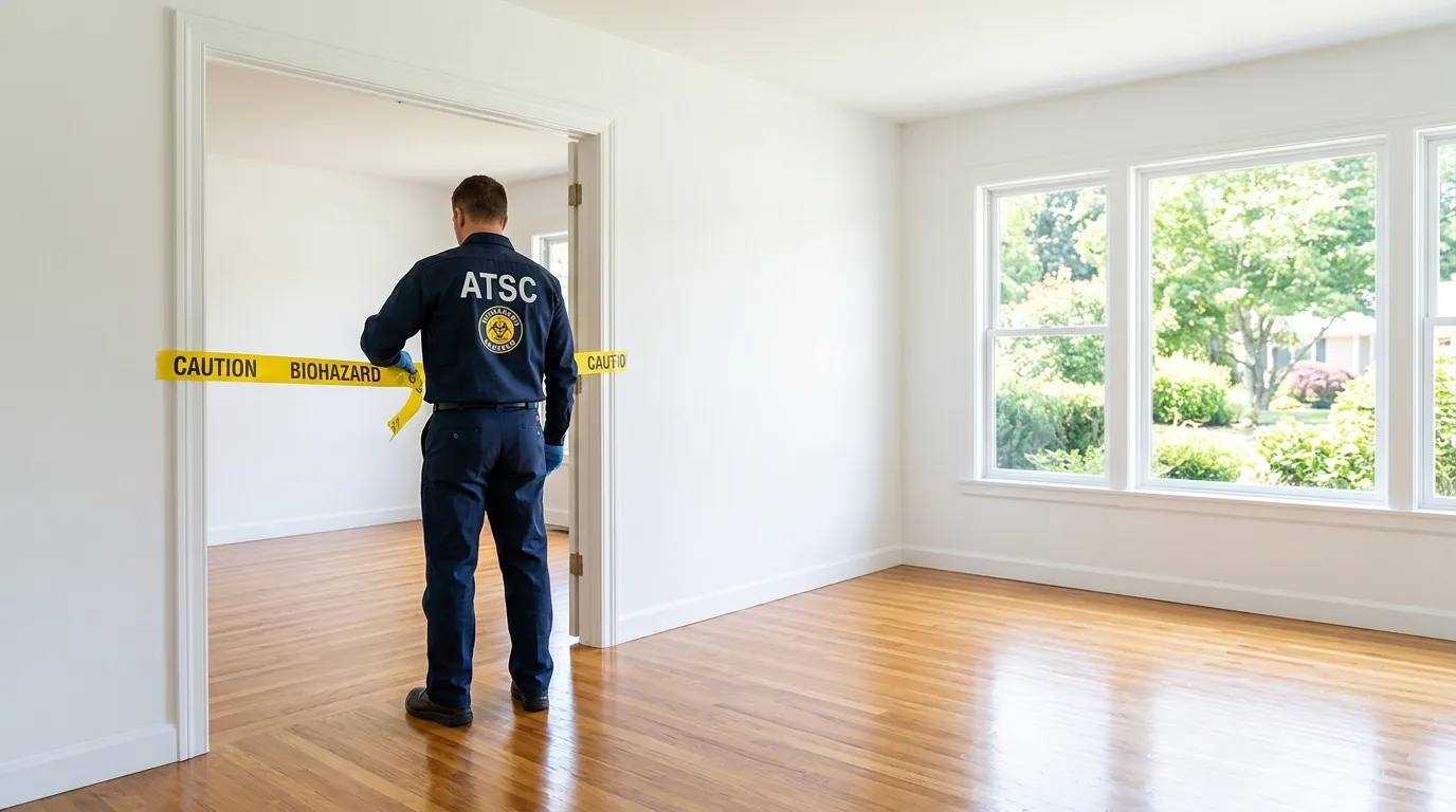 Certified biohazard cleanup crew performing Decomposition Cleanup in Lampasas